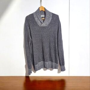 J.Ferrar Gray Shawl Collar Sweater Cotton Poly Viscose Wool Blend Sz XL